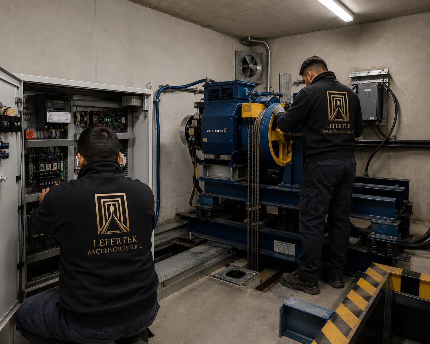 Trabajo técnico en hueco de ascensor